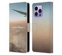 Head Case Designs Officially Licensed Nature Magick Airplane So The Adventure Begins Quote Leather Wallet Case Compatible With Apple iPhone 14 Pro Max