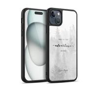 Head Case Designs Officially Licensed Nature Magick Black And White Forest So The Adventure Begins Quote Gel Armour Case [Military Grade Protection] Compatible With Apple iPhone 15 Plus
