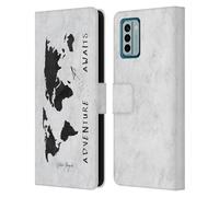 Head Case Designs Officially Licensed Nature Magick Black And White Travel Quote Adventure Awaits Map On Marble Leather Book Wallet Case Cover Compatible With Nokia G42