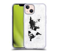 Head Case Designs Officially Licensed Nature Magick Black And White World Map On Marble Gel Case [Military Grade Protection] Compatible with Apple iPhone 13 and Compatible with MagSafe