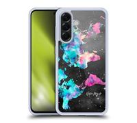 Head Case Designs Officially Licensed Nature Magick Colorful Pink Teal Paint Watercolor World Map Teal Pink Gel Case [Military Grade Protection] Compatible With Samsung Galaxy A56 5G