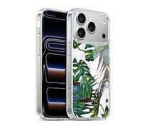 Head Case Designs Officially Licensed Nature Magick Deep Green Palm Tropical Palm Leaves On Marble Gel Case [Military Grade Protection] Compatible with Apple iPhone 17 Pro and Compatible with MagSafe