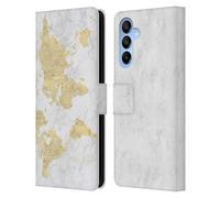 Head Case Designs Officially Licensed Nature Magick Gold Rose Gold World Map On Marble Leather Wallet Case Compatible With Samsung Galaxy A16 5G