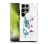 Head Case Designs Officially Licensed Nature Magick Green Pink Planet World Map On Marble Hard Back Case Compatible With Samsung Galaxy S24 Ultra 5G