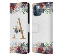 Head Case Designs Officially Licensed Nature Magick Letter A Flowers Monogram Floral Gold Leather Wallet Case Compatible With Apple iPhone 12 Pro Max