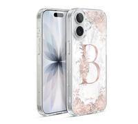 Head Case Designs Officially Licensed Nature Magick Letter B Rose Gold Marble Monogram Gel Case [Military Grade Protection] Compatible with Apple iPhone 17 and Compatible with MagSafe