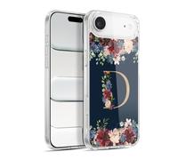 Head Case Designs Officially Licensed Nature Magick Letter D Floral Monogram Gold Navy Gel Case [Military Grade Protection] Compatible with Apple iPhone 17 Air and Compatible with MagSafe