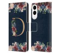 Head Case Designs Officially Licensed Nature Magick Letter D Floral Monogram Gold Navy Leather Wallet Case Compatible With Samsung Galaxy S25 Edge