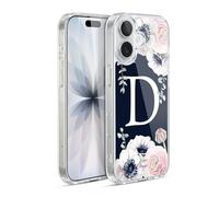 Head Case Designs Officially Licensed Nature Magick Letter D Floral Monogram Navy Flowers 1 Gel Case [Military Grade Protection] Compatible with Apple iPhone 17 and Compatible with MagSafe