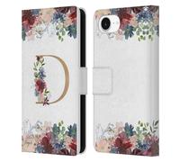 Head Case Designs Officially Licensed Nature Magick Letter D Flowers Monogram Floral Gold Leather Wallet Case Compatible With Apple iPhone 16e
