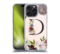 Head Case Designs Officially Licensed Nature Magick Letter D Rose Gold Flowers Monogram 1 Soft Gel Case [Military Grade Protection] Compatible With Apple iPhone 15 Pro Max
