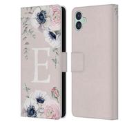 Head Case Designs Officially Licensed Nature Magick Letter E Floral Monogram Pink Flowers Leather Wallet Case Compatible With Samsung Galaxy M04 5G / A04e