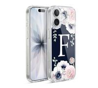 Head Case Designs Officially Licensed Nature Magick Letter F Floral Monogram Navy Flowers 1 Gel Case [Military Grade Protection] Compatible with Apple iPhone 17 and Compatible with MagSafe