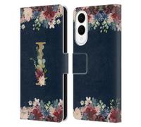 Head Case Designs Officially Licensed Nature Magick Letter I Floral Monogram Gold Navy Leather Wallet Case Compatible With Samsung Galaxy S25 Edge