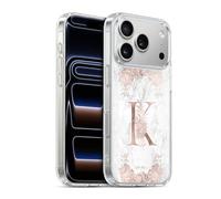 Head Case Designs Officially Licensed Nature Magick Letter K Rose Gold Marble Monogram Gel Case [Military Grade Protection] Compatible with Apple iPhone 17 Pro and Compatible with MagSafe