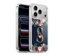 Head Case Designs Officially Licensed Nature Magick Letter S Floral Monogram Gold Navy 2 Gel Case [Military Grade Protection] Compatible with Apple iPhone 17 Pro and Compatible with MagSafe