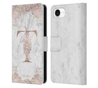 Head Case Designs Officially Licensed Nature Magick Letter T Rose Gold Marble Monogram 2 Leather Wallet Case Compatible With Apple iPhone 16e
