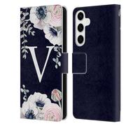 Head Case Designs Officially Licensed Nature Magick Letter V Watercolour Flower Monogram 2 Leather Wallet Case Compatible With Samsung Galaxy S24+ 5G