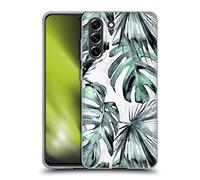 Head Case Designs Officially Licensed Nature Magick Turquoise Green Island Tropical Palm Leaves On Marble Gel Case [Military Grade] Compatible with Samsung Galaxy S21 FE 5G & Compatible with MagSafe