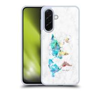 Head Case Designs Officially Licensed Nature Magick Turquoise Travel World Map On Marble Gel Case [Military Grade Protection] Compatible With Samsung Galaxy A36 5G