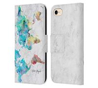 Head Case Designs Officially Licensed Nature Magick Turquoise Travel World Map On Marble Leather Wallet Case Compatible With Apple iPhone 7/8 / SE 2020 & 2022