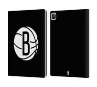 Head Case Designs Officially Licensed NBA Black Brooklyn Nets Logo Leather Wallet Case Compatible With Apple iPad Pro 12.9 2020/2021/2022