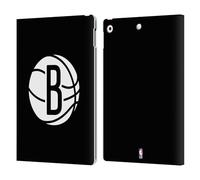 Head Case Designs Officially Licensed NBA Black Brooklyn Nets Logo Leather Wallet Case Compatible With Apple iPad 10.2 2019/2020/2021