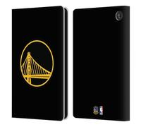 Head Case Designs Officially Licensed NBA Black Design Golden State Warriors Logo Leather Wallet Case Compatible With Amazon Fire 7 2022