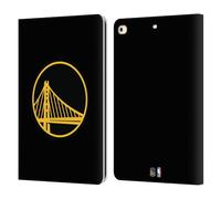 Head Case Designs Officially Licensed NBA Black Design Golden State Warriors Logo Leather Wallet Case Compatible With Apple iPad 9.7 2017 / iPad 9.7 2018