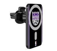 Head Case Designs Officially Licensed NBA Black Design Sacramento Kings Logo Magnetic Car Mount with Wireless Charger 15W Fast Charging Compatible with MagSafe iPhone and Android Qi Devices (Black)