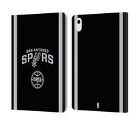 Head Case Designs Officially Licensed NBA Black Design San Antonio Spurs Logo Leather Wallet Case Compatible With Apple iPad Air 11 2020/2022/2024/2025