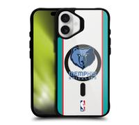 Head Case Designs Officially Licensed NBA Black Design Text Memphis Grizzlies Logo Black Shockproof Bumper Case [Military Grade] Compatible with Apple iPhone 16 Plus and Compatible with MagSafe