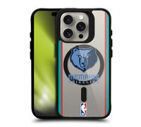 Head Case Designs Officially Licensed NBA Black Design Text Memphis Grizzlies Logo Black Shockproof Bumper Case [Military Grade] Compatible with Apple iPhone 15 Pro and Compatible with MagSafe