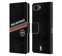 Head Case Designs Officially Licensed NBA Black Fiesta Design San Antonio Spurs Logo Leather Wallet Case Compatible With Apple iPhone 16e / iPhone 17e