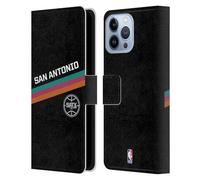 Head Case Designs Officially Licensed NBA Black Fiesta Design San Antonio Spurs Logo Leather Wallet Case Compatible With Apple iPhone 13 Pro Max