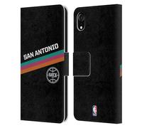 Head Case Designs Officially Licensed NBA Black Fiesta Design San Antonio Spurs Logo Leather Wallet Case Compatible With Apple iPhone XR
