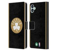 Head Case Designs Officially Licensed NBA Black Gold Design Boston Celtics Logo Leather Wallet Case Compatible With Samsung Galaxy M04 5G / A04e