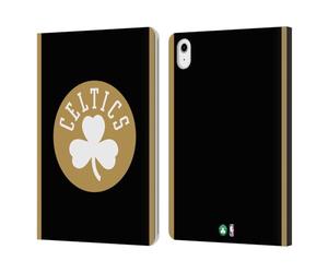 Head Case Designs Officially Licensed NBA Black Gold Design Boston Celtics Logo Leather Wallet Case Compatible With Apple iPad Air 11 2020/2022/2024/2025