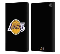Head Case Designs Officially Licensed NBA Black Los Angeles Lakers Logo Leather Wallet Case Compatible With Amazon Fire Max 11 2023