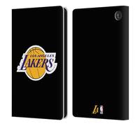 Head Case Designs Officially Licensed NBA Black Los Angeles Lakers Logo Leather Wallet Case Compatible With Amazon Fire 7 2022