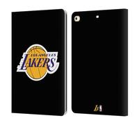 Head Case Designs Officially Licensed NBA Black Los Angeles Lakers Logo Leather Wallet Case Compatible With Apple iPad 9.7 2017 / iPad 9.7 2018