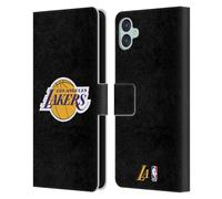 Head Case Designs Officially Licensed NBA Black Los Angeles Lakers Logo Leather Wallet Case Compatible With Samsung Galaxy M04 5G / A04e