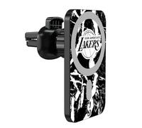 Head Case Designs Officially Licensed NBA Black Marble Los Angeles Lakers Magnetic Car Mount with Wireless Charger 15W Fast Charging Compatible with MagSafe iPhone and Android Qi Devices (Black)