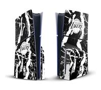 Head Case Designs Officially Licensed NBA Black Marble Los Angeles Lakers Vinyl Sticker Gaming Skin Decal Cover Compatible With Sony PlayStation 5 PS5 Slim Disc Edition Console