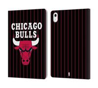 Head Case Designs Officially Licensed NBA Black Pinstripe Design Chicago Bulls Logo Leather Wallet Case Compatible With Apple iPad Air 11 2020/2022/2024/2025