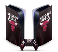 Head Case Designs Officially Licensed NBA Black Pinstripe Design Chicago Bulls Logo Vinyl Faceplate Gaming Skin Decal Compatible With Sony PlayStation 5 PS5 Digital Console and DualSense Controller