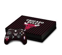 Head Case Designs Officially Licensed NBA Black Pinstripe Design Chicago Bulls Logo Vinyl Sticker Gaming Skin Decal Cover Compatible With Xbox One X Console and Controller Bundle