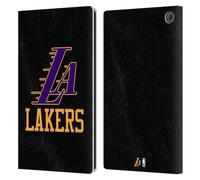 Head Case Designs Officially Licensed NBA Black & Purple Design Los Angeles Lakers Logo Leather Wallet Case Compatible With Amazon Fire Max 11 2023