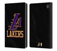 Head Case Designs Officially Licensed NBA Black & Purple Design Los Angeles Lakers Logo Leather Wallet Case Compatible With Amazon Fire 7 2022