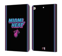 Head Case Designs Officially Licensed NBA Black Vice Nights Design Miami Heat Logo Leather Wallet Case Compatible With Apple iPad 9.7 2017 / iPad 9.7 2018